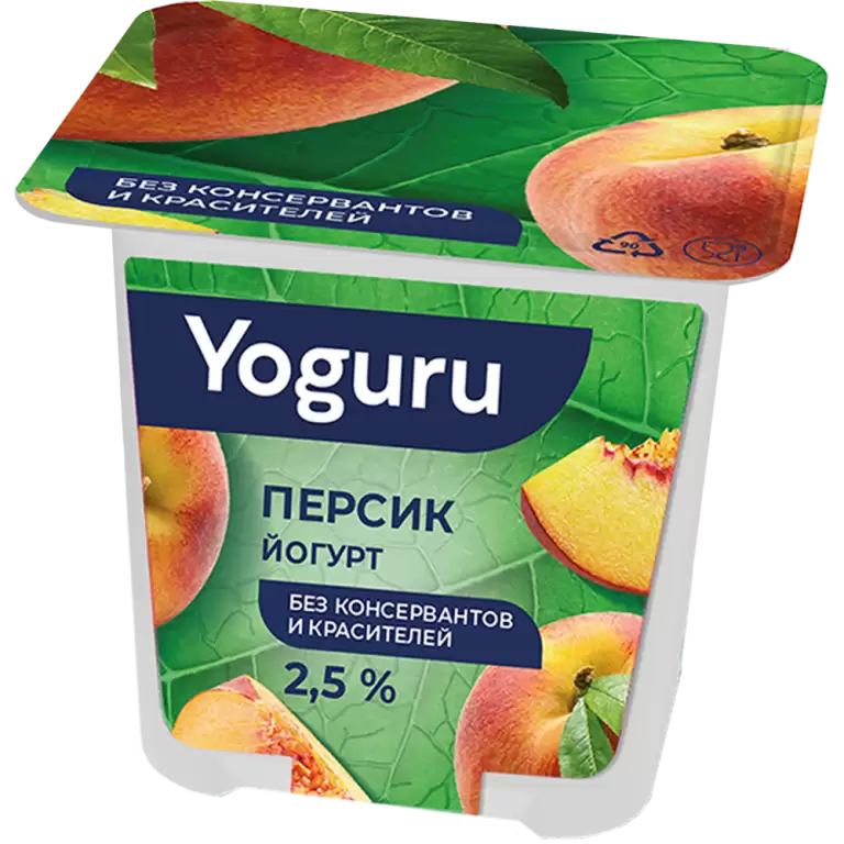 Йогурт Yoguru с фруктовым наполнителем персик 2,5% 125 г