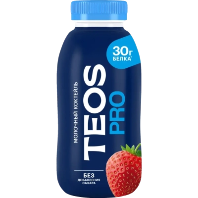 Молочный коктейль "Teos Pro" клубника, 330 гр.