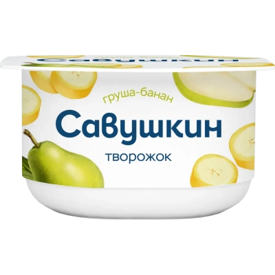 Творожный десерт "Савушкин" груша-банан 3.5% 120 гр.